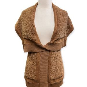 Anthropologie LEIFSDOTTIER Wool Silk Vest. Camel color . Fitted. Baby ALPACA.